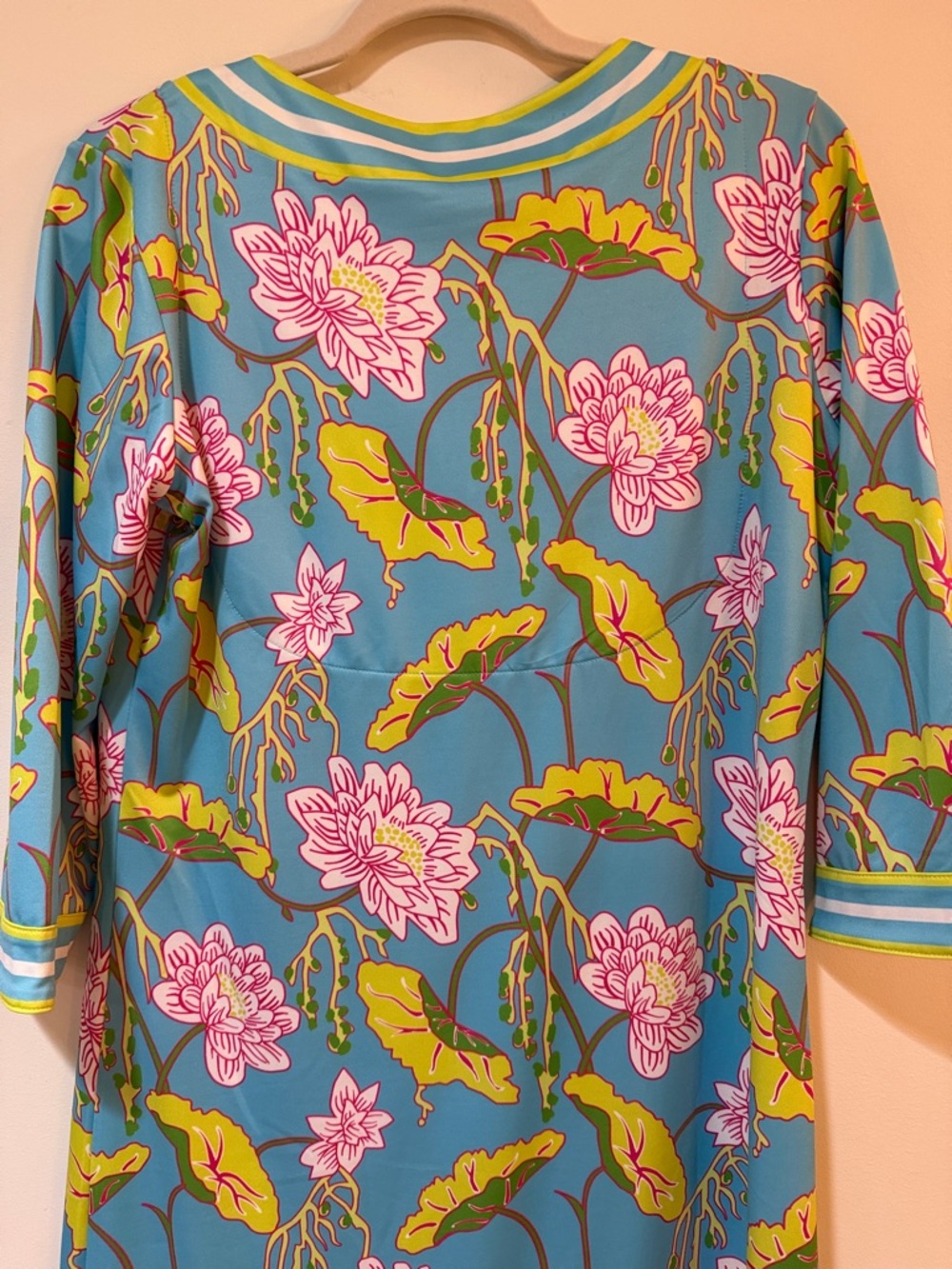 Gretchen Scott Designs Sky Blue Floral Shift Dress with Pink & Green Motif - Picture 9 of 9